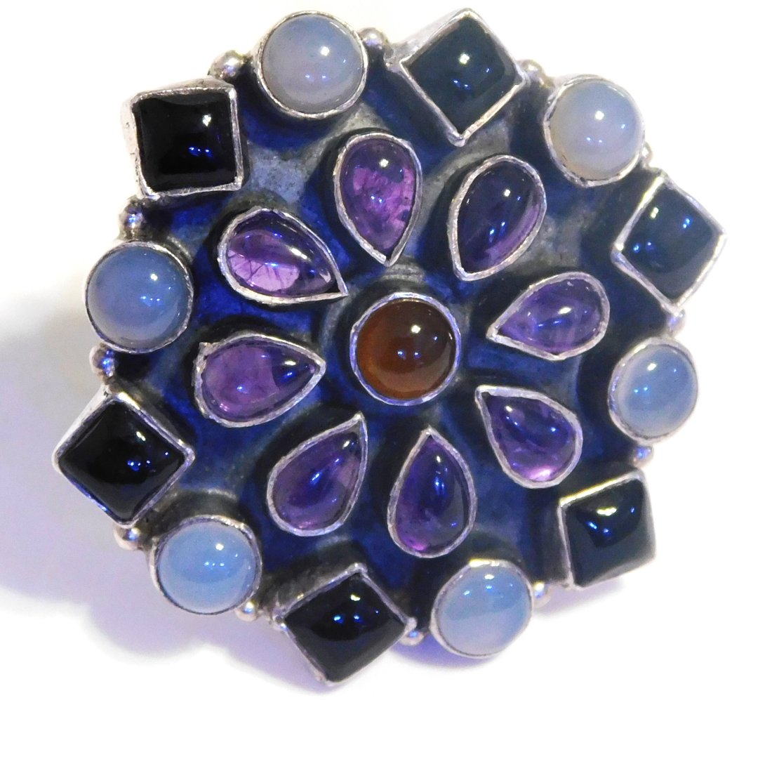 Native American Sterling Silver Multi Stone Sterling Silver Ring (1 of 8)