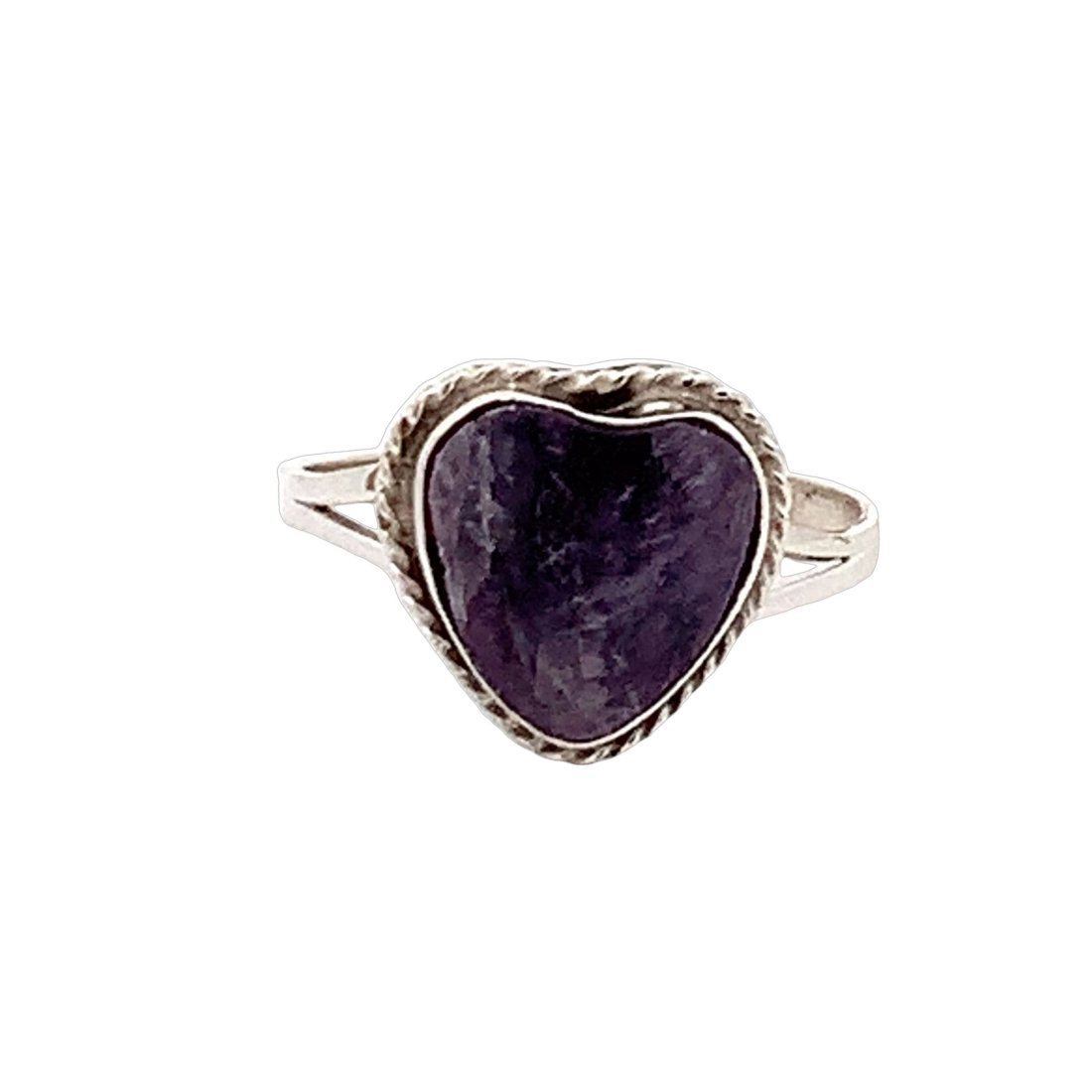 Mexican Sterling Silver Amethyst Heart Ring (1 of 6)