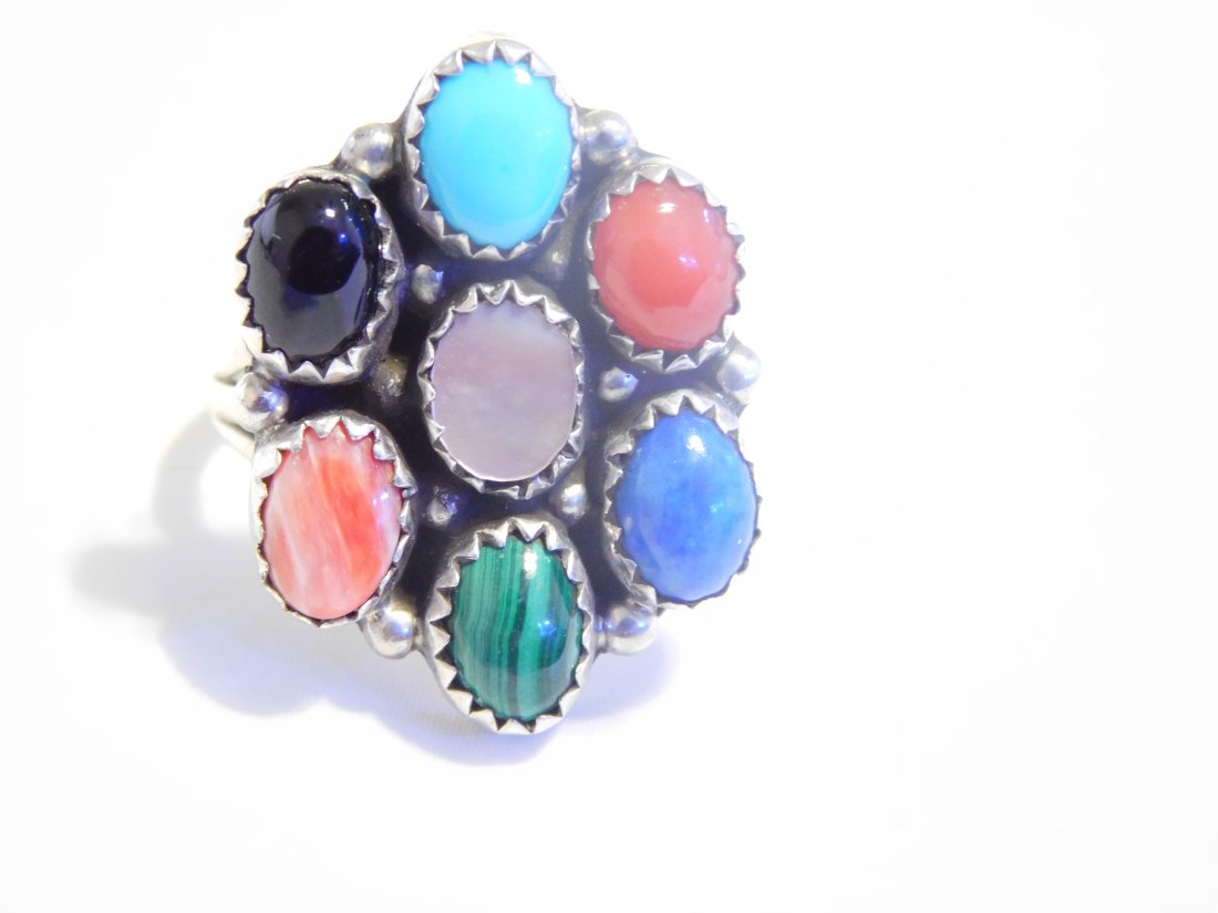 Sterling Silver Native American Multi Stone Ring 925 (1 of 8)