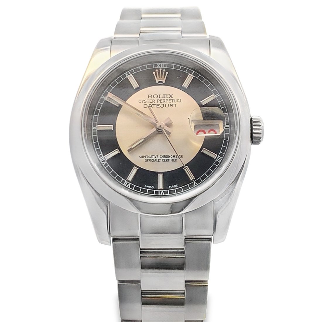 Stainless Steel Rolex Datejust 36mm 116200 Watch with Silver & Black Dial (1 of 8)