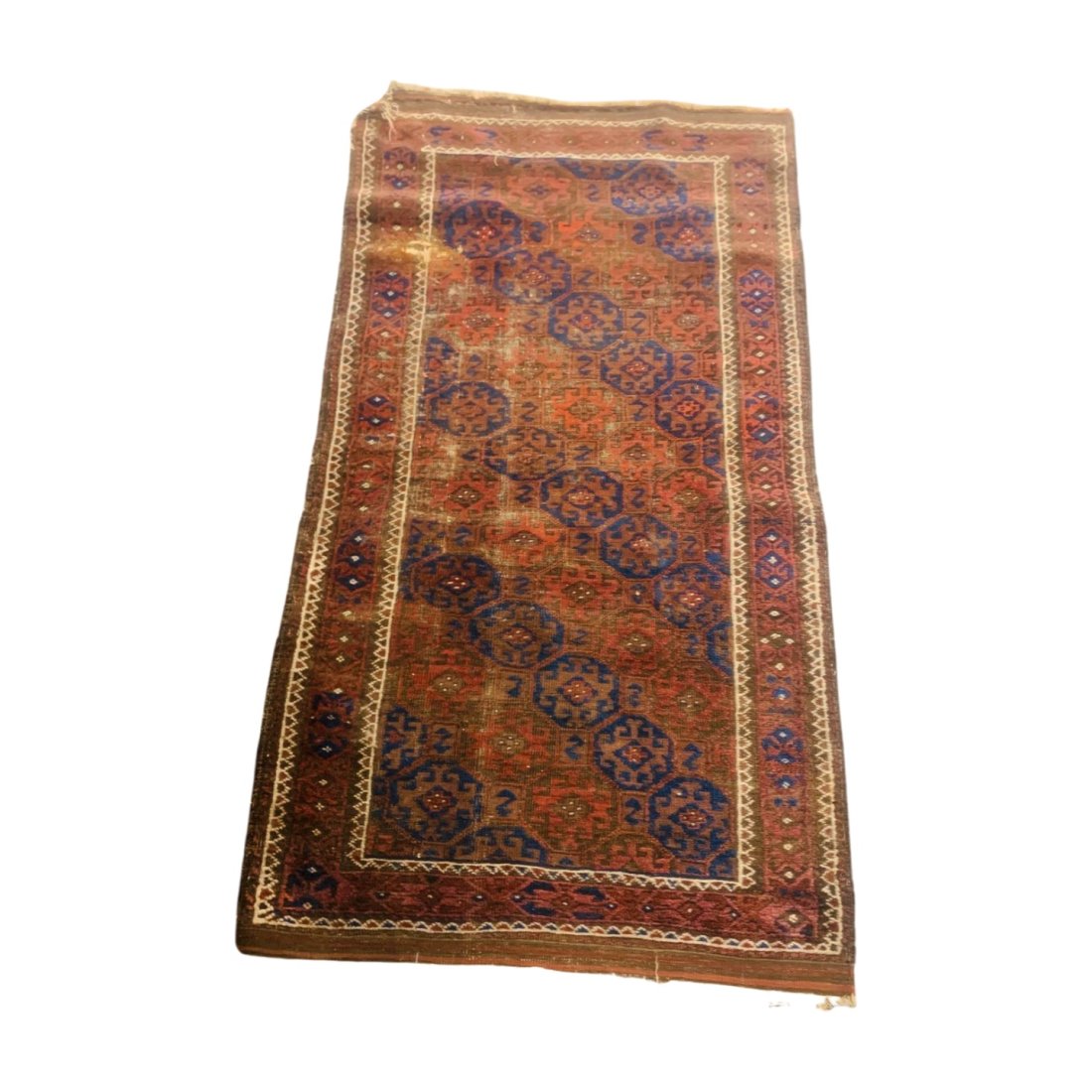 ANTIQUE TIMURI BALUCH RUG: Antique c 1910 Timuri Baluch Rug. L:62" W: 33.5". PROVENANCE: A Charleston SC Private Collection