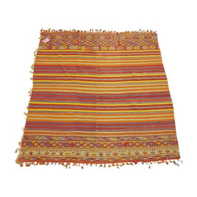 VINTAGE TURKISH KILIM RUG: Vintage Turkish Handmade Kilim Rug. 80"x75". Weight approximately 6 pds. PROVENANCE: A Charleston SC Private Estate