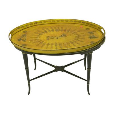 ITALIAN TOLE-PEINTE TRAY TABLE: Vintage Italian Tole-Peinte Tray Table. 29" x 19" x 20"