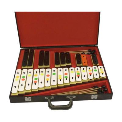 XYLOPHONE BELLS IN CASE: Vintage Xylophene Bells in Original Case, 23 Mallets, Box measures 18.50"x22.50"x2.50". Weight 12 pds.