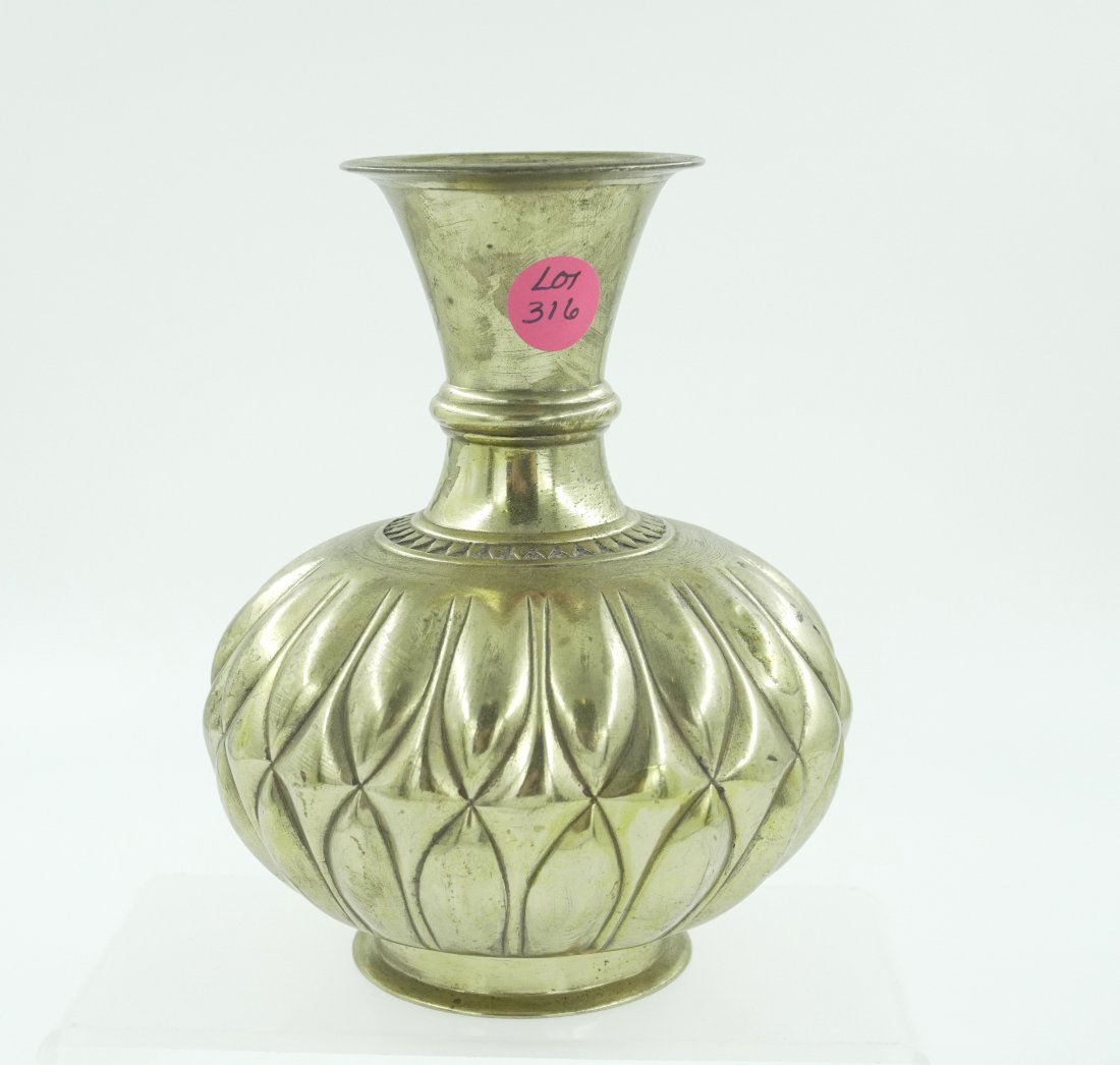 MCM SOLID BRASS VASE: MCM Solid Brass Vase. 5"x6.5". Weight 2 lbs 6 oz.