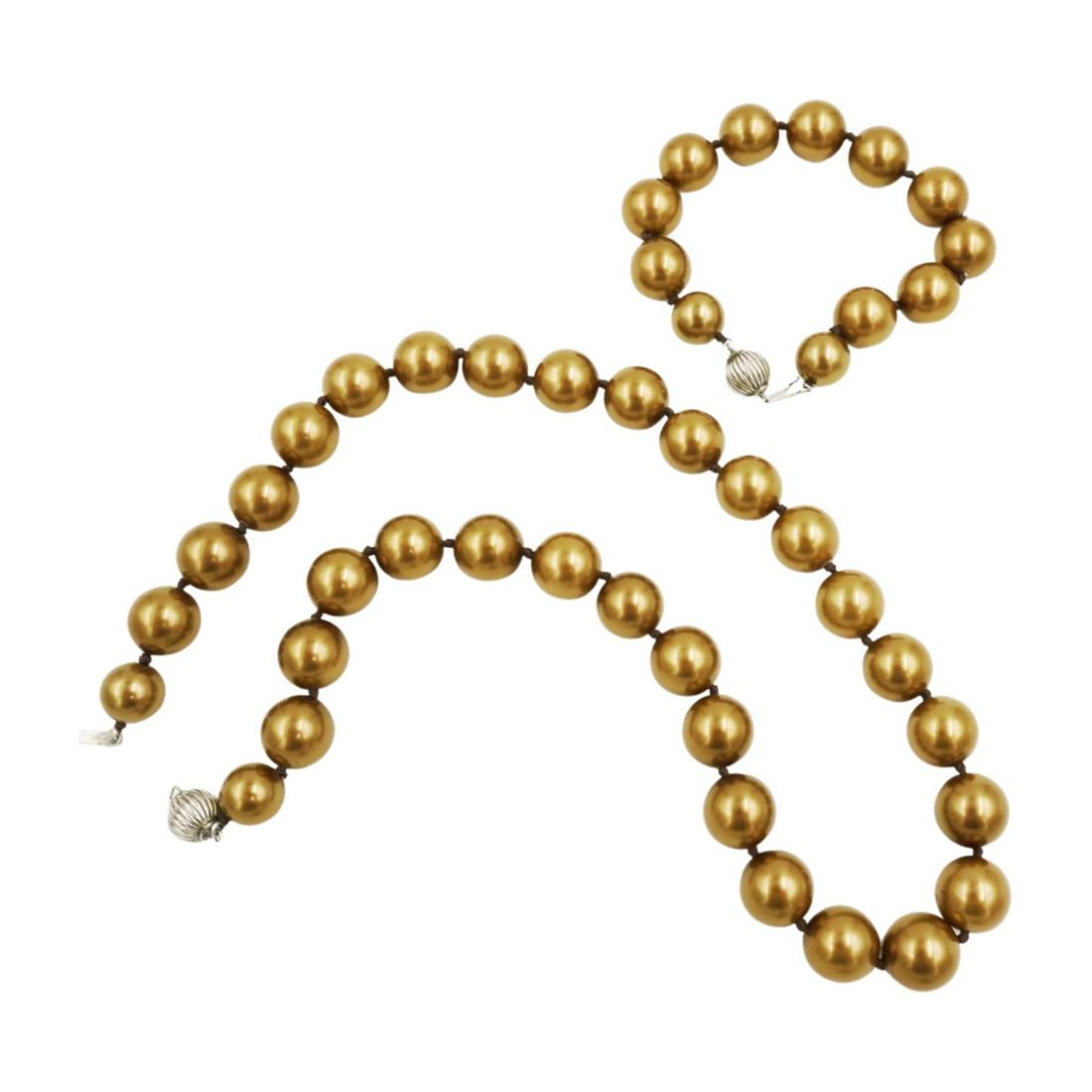 FAUX BRONZE PEARLS DEMI PARURE (1 of 2)