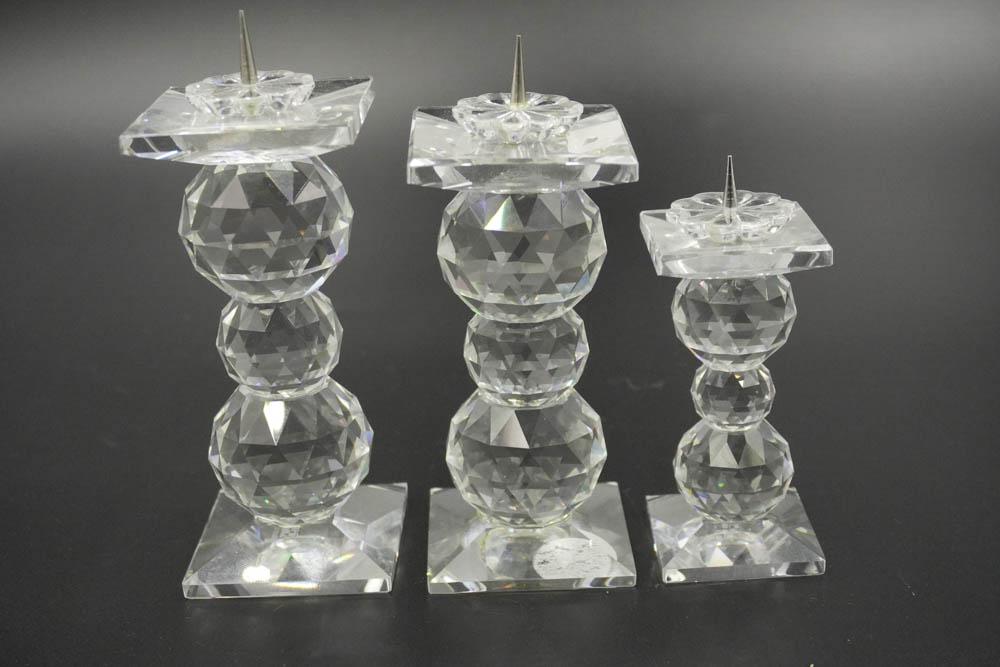 3 SWAROVSKI CRYSTAL CANDLESTICKS (1 of 1)