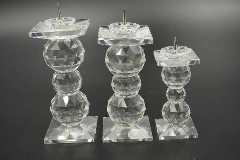 3 Swarovski Crystal Candlesticks