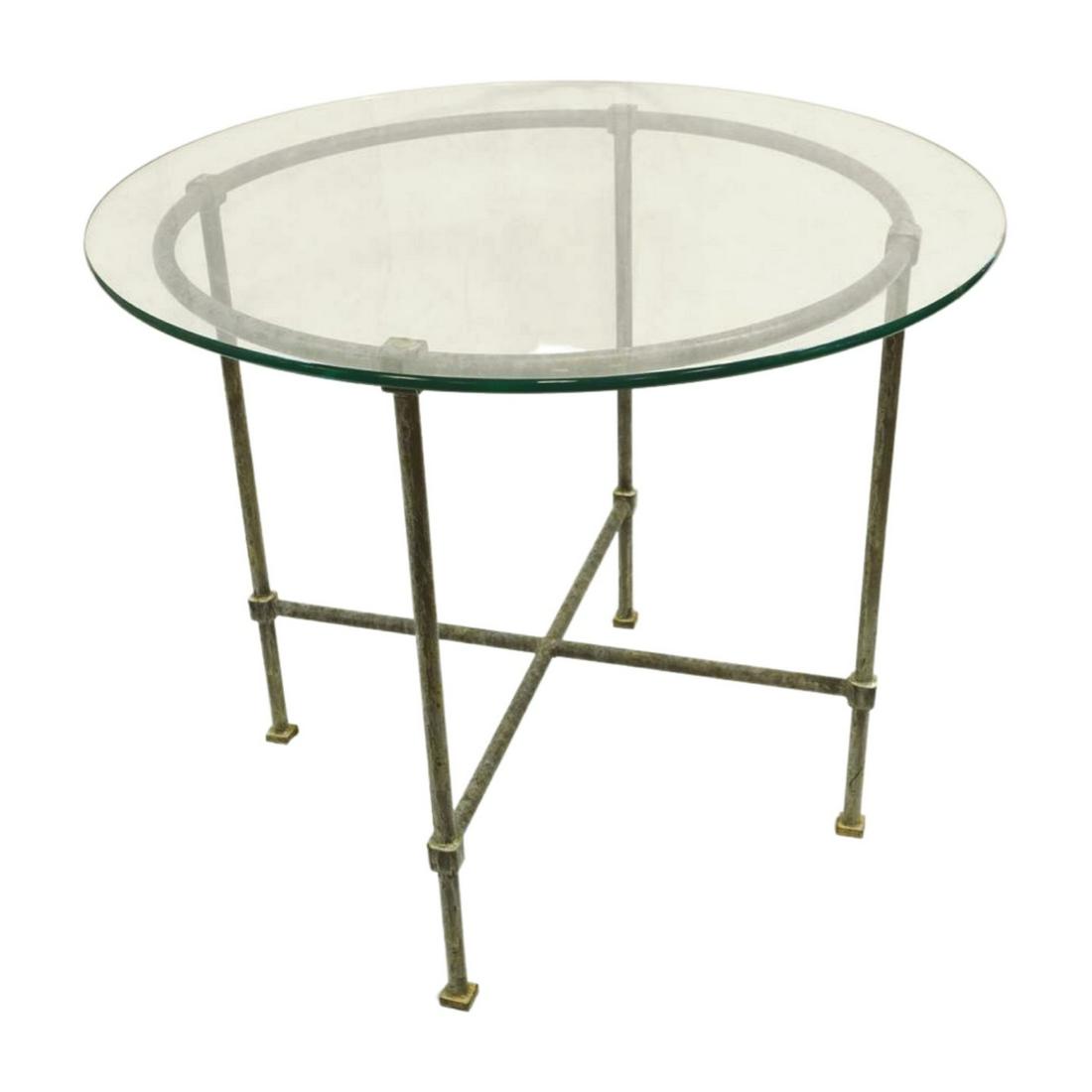 BRONZE PATINATED TABLE BASE WITH GLASS TOP (1 of 3)