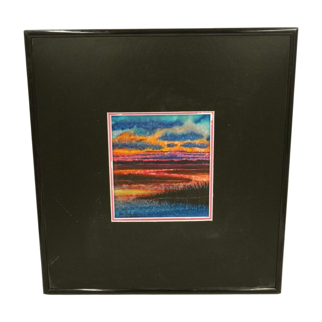 ORIGINAL STEVE JORDAN "SUNSET MARSH" WATERCOLOR (1 of 4)