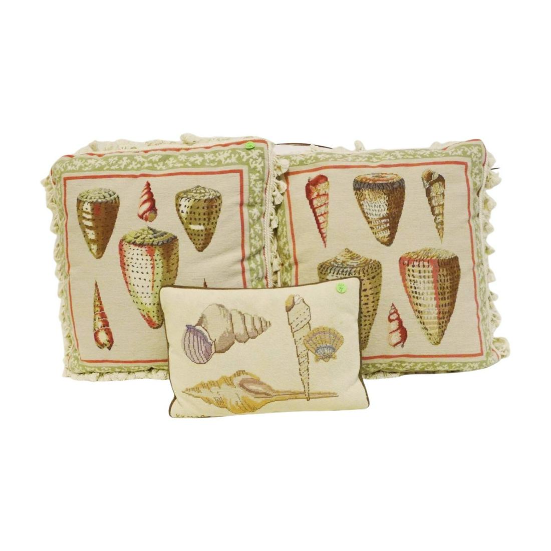 3 PETIT POINT SHELL THEMED PILLOWS (1 of 6)