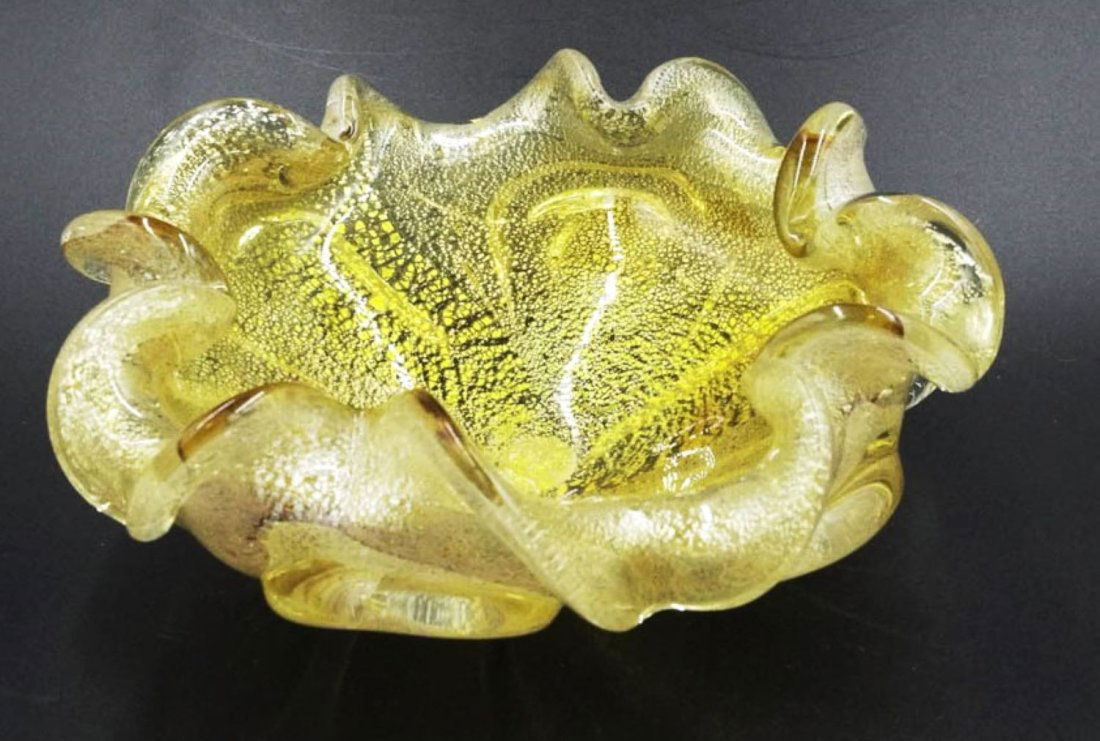 MCM MURANO BAROVIER & TOSO AVENTURINE GOLD BOWL (1 of 7)