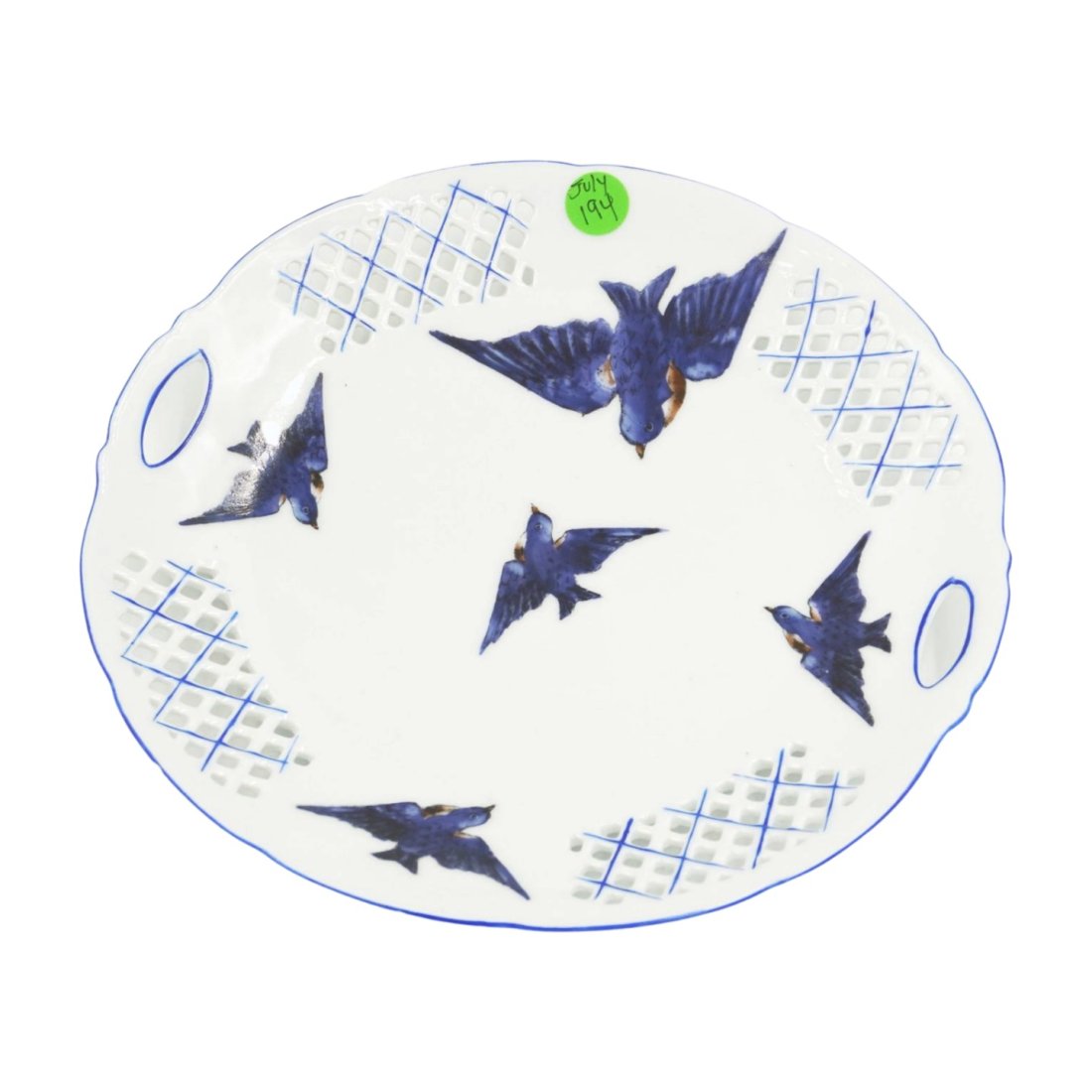 VICTORIA AUSTRIA BLUE BIRD CAKE PLATE (1 of 5)
