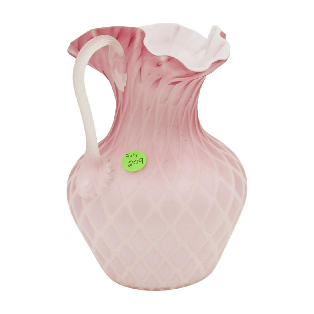 ANTIQUE DIAMOND OPTIC ROSE SATIN PITCHER (1 of 7)