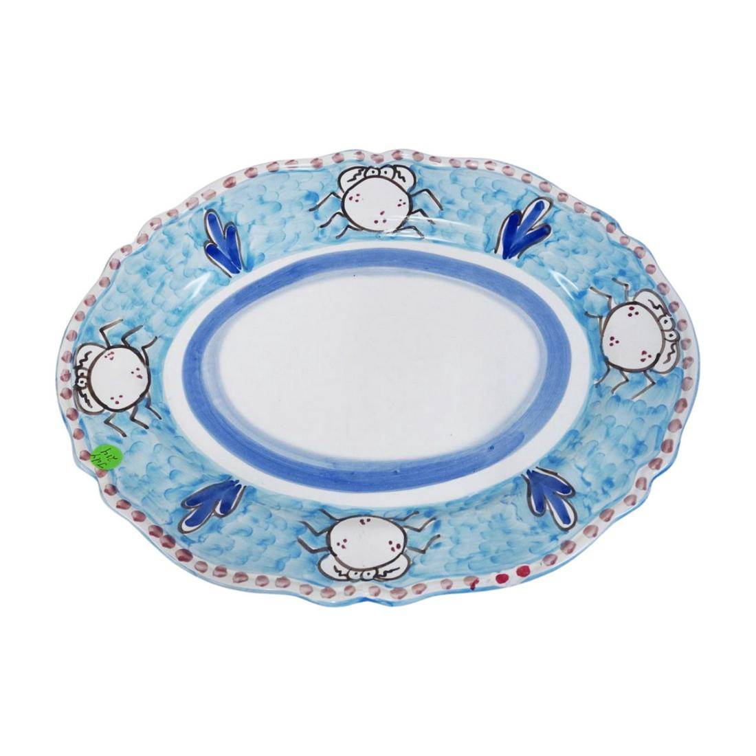 ITALIAN VIETRI SUL MARE CRAB PLATTER: Italian Vietri Sul Mare Crab Platter. Perfect for summer. 16.5"x13"x1.75". Weight 4 pds.