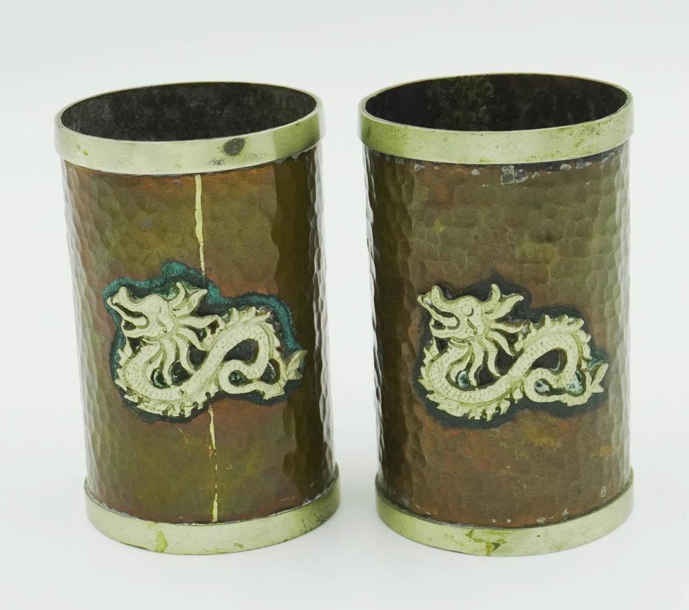 PAIR VINTAGE COPPER & BRASS TIBETAN CUPS (1 of 4)
