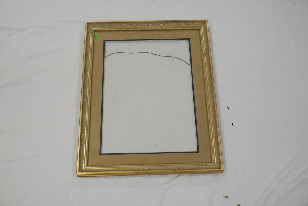 PAIR LARGE CUSTOM FRAMES WITH MUSEUM GLASS: Beautiful custom frames with museum quality glass. Larger frame measures 33" in height and 27" in width. The smaller frame measures 29" in height and 22.5" in width.