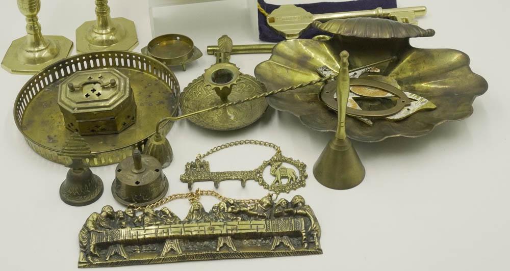 LARGE DEALER LOT BRASS - CANDLESTICKS + MORE (1 of 2)