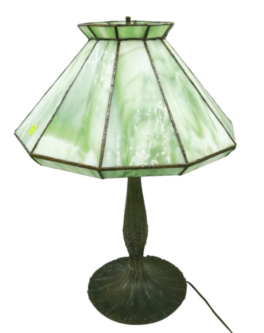 JOHN MORGAN LEADED SLAG GLASS TABLE LAMP (1 of 6)