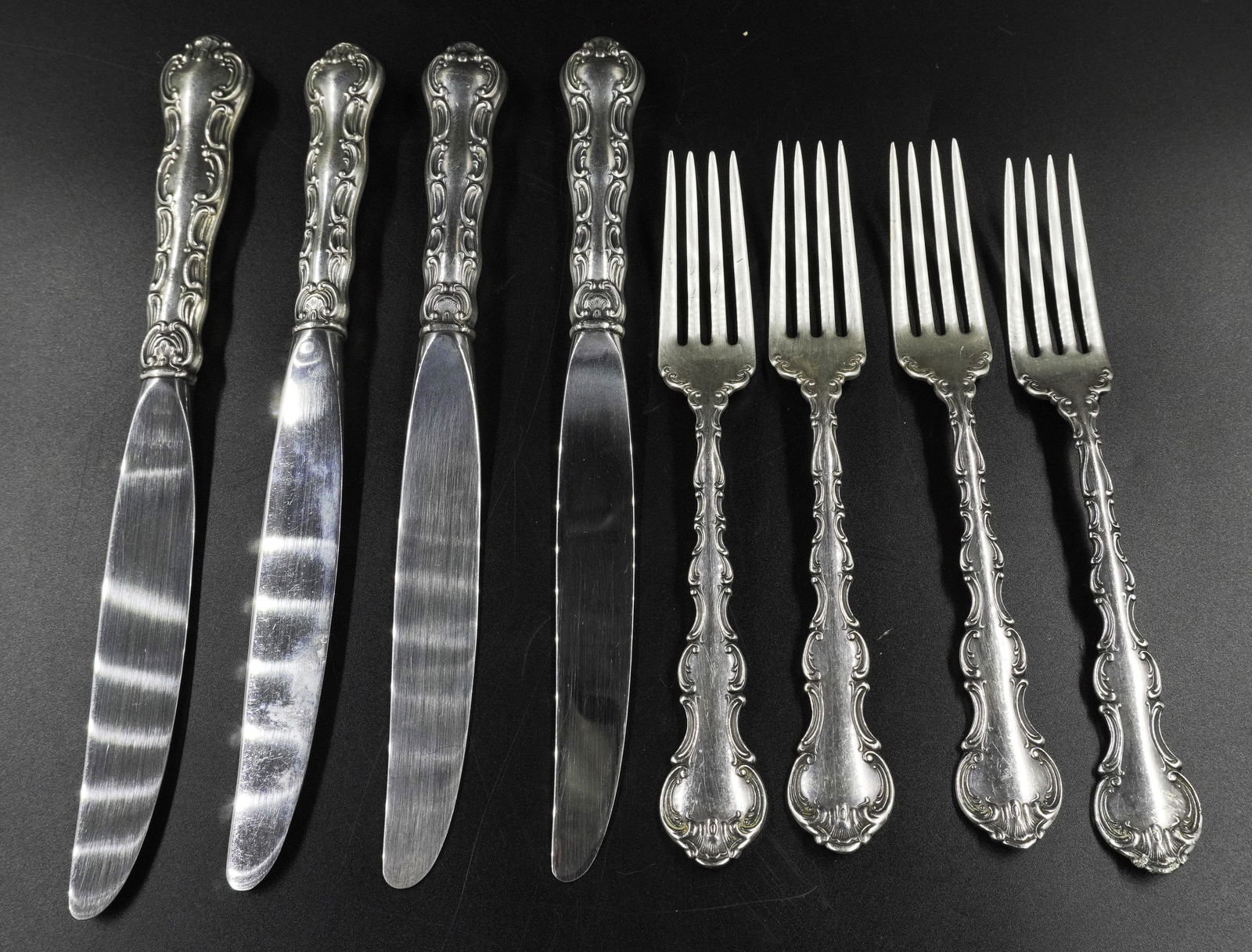 8 PC GORHAM STERLING STRASBOURG FORKS & KNIVES (1 of 7)