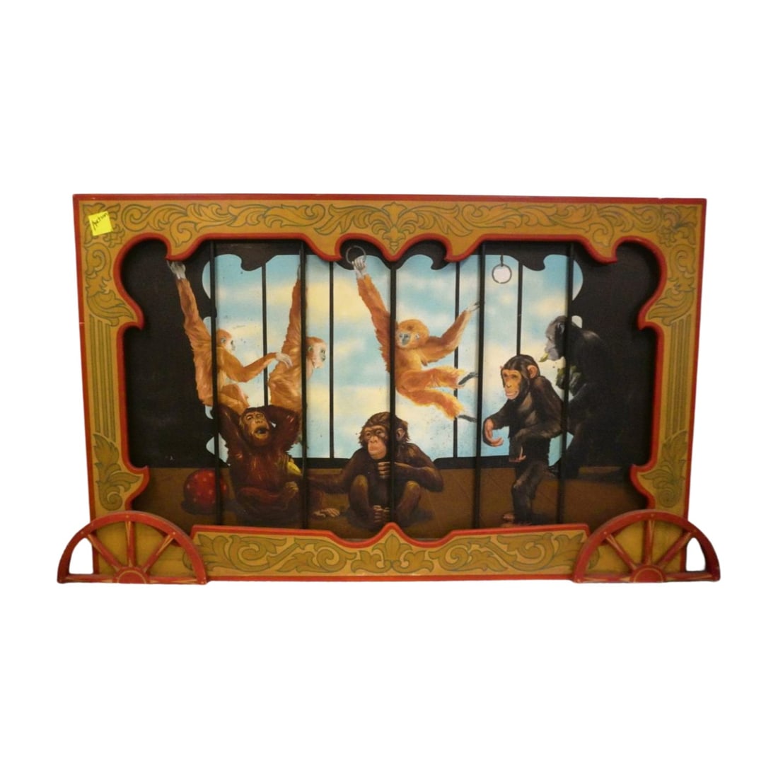 VINTAGE 3 pc MONUMENTAL WOOD TRIPLE CIRCUS MONKEYS (1 of 10)