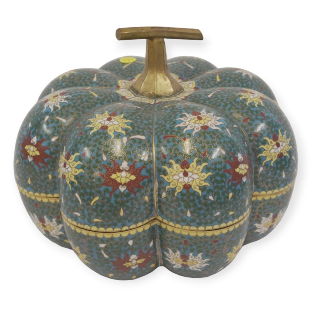LARGE CHINESE CLOISONNE ENAMEL GOURD-FORM BOX (1 of 6)