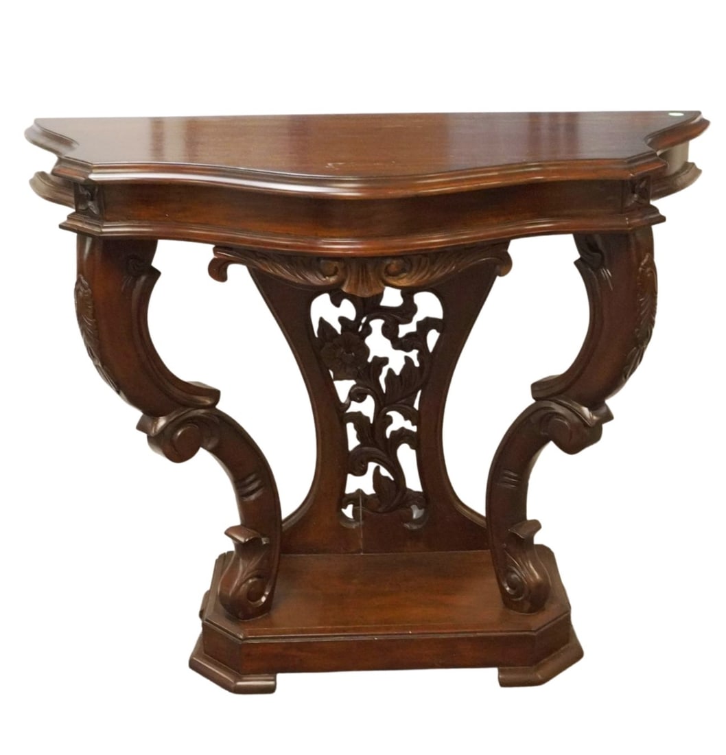CARVED MAHOGANY CONSOLE ENTRYWAY TABLE (1 of 5)