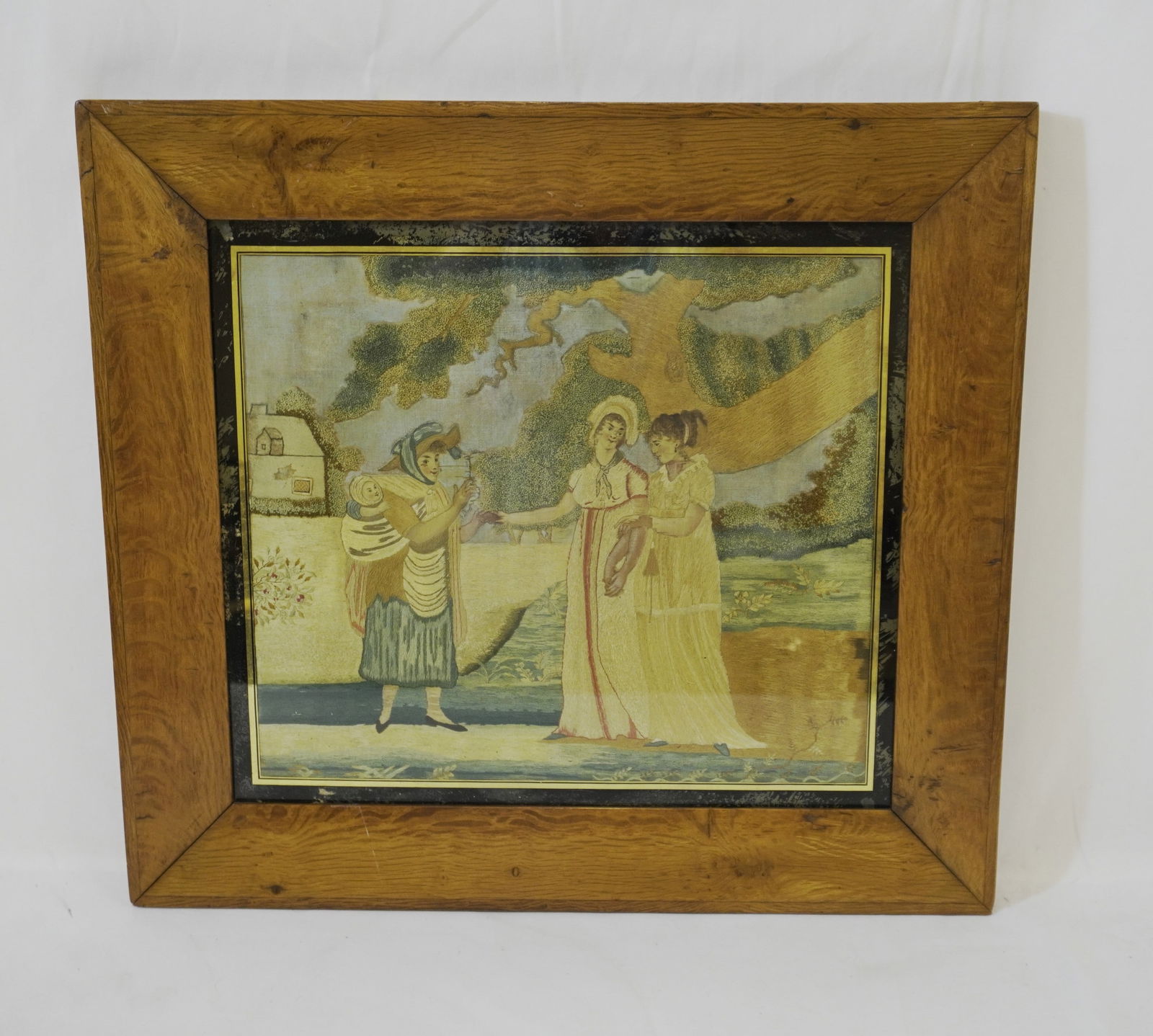 ANTIQUE 19TH c ENGLISH SILK NEEDLEWORK (1 of 4)