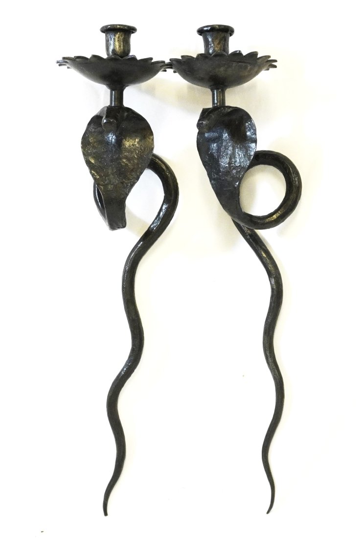 HAND FORGED IRON COBRA SCONCES (1 of 5)