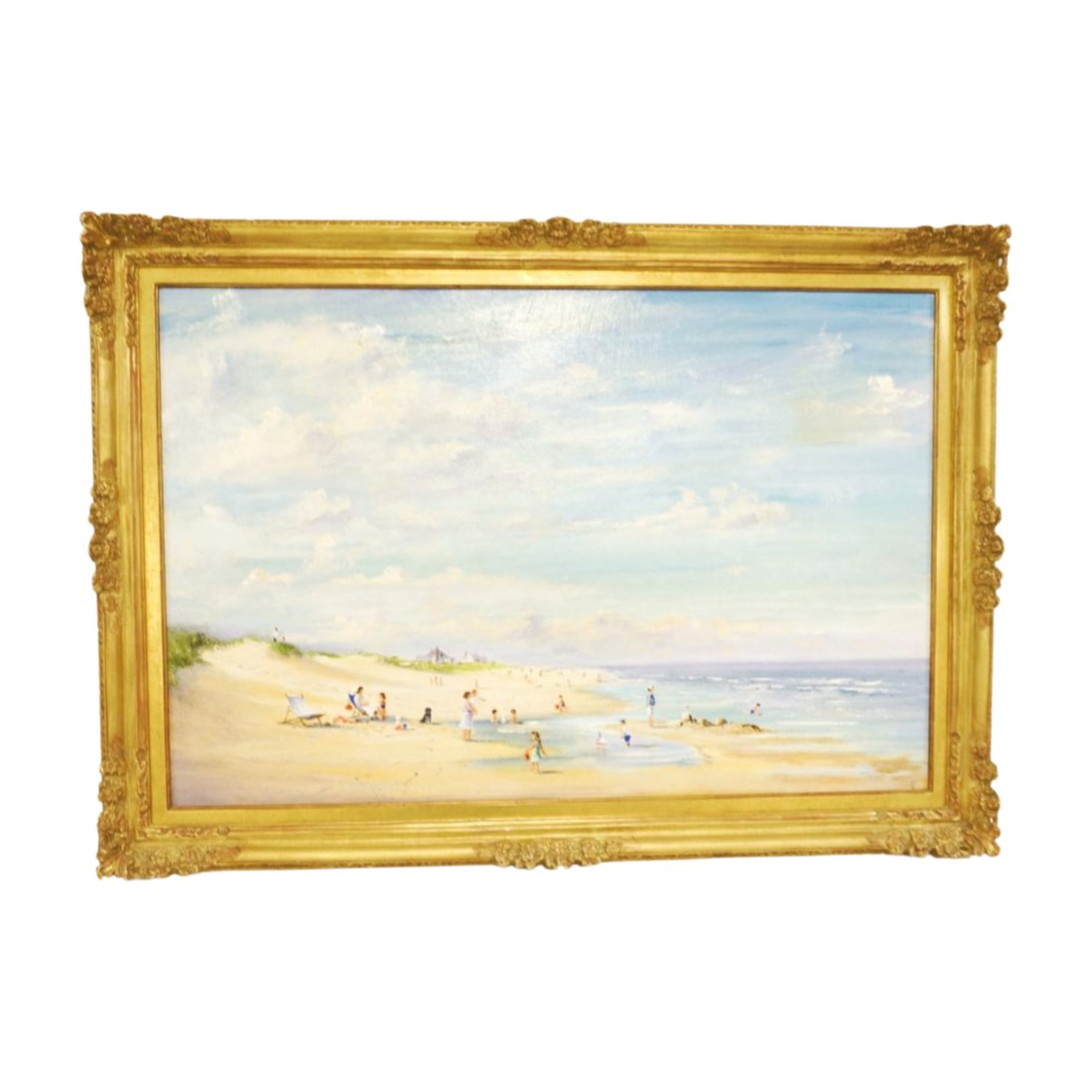 LARGE COASTAL BEACH SCENE OIL ON CANVAS (1 of 7)