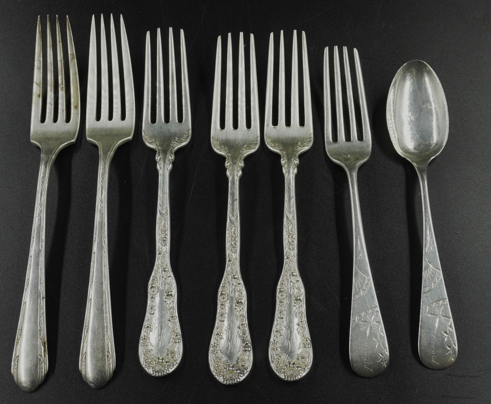 7 pc STERLING SILVER FORKS & SPOON (1 of 7)