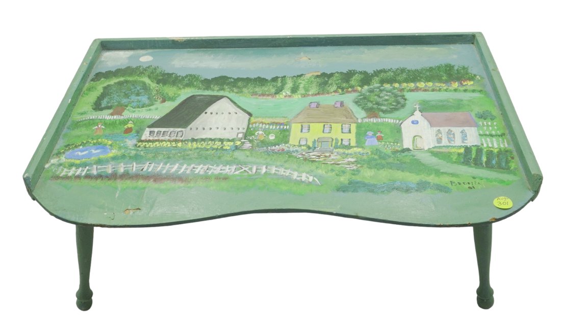 VINTAGE FOLK ART PAINTED TRAY TABLE (1 of 6)