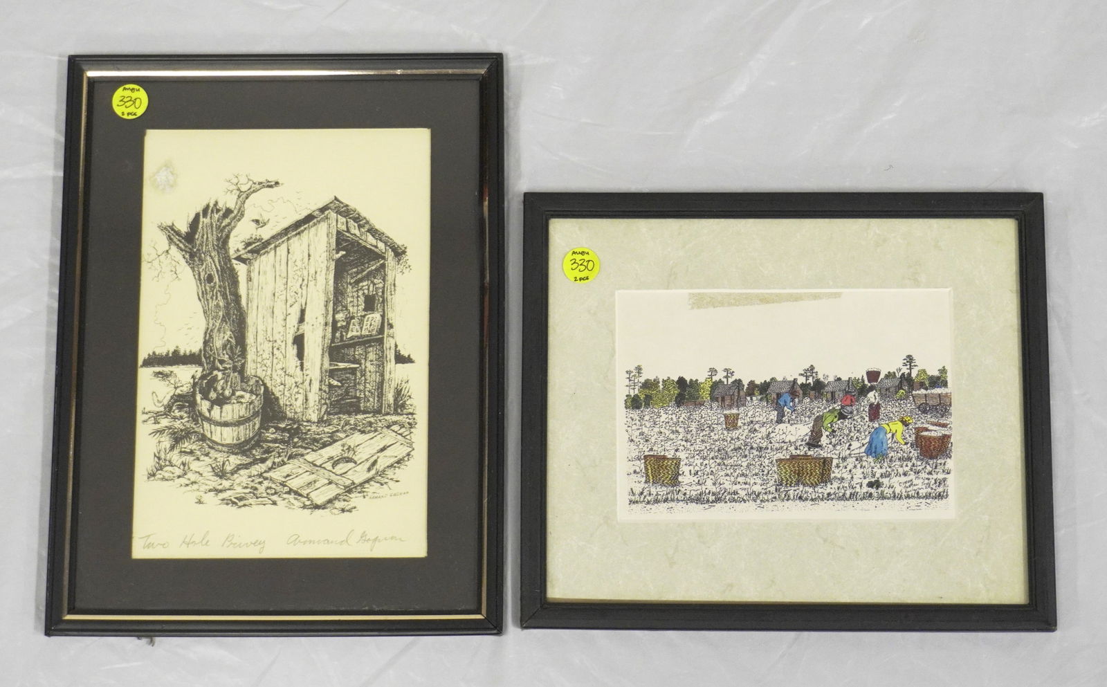 PAIR AMERICAN FOLK ART PRINTS (1 of 5)