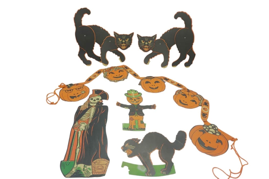 6 VINTAGE HALLOWEEN DECOR BLACK CAT PUMPKIN MORE (1 of 10)
