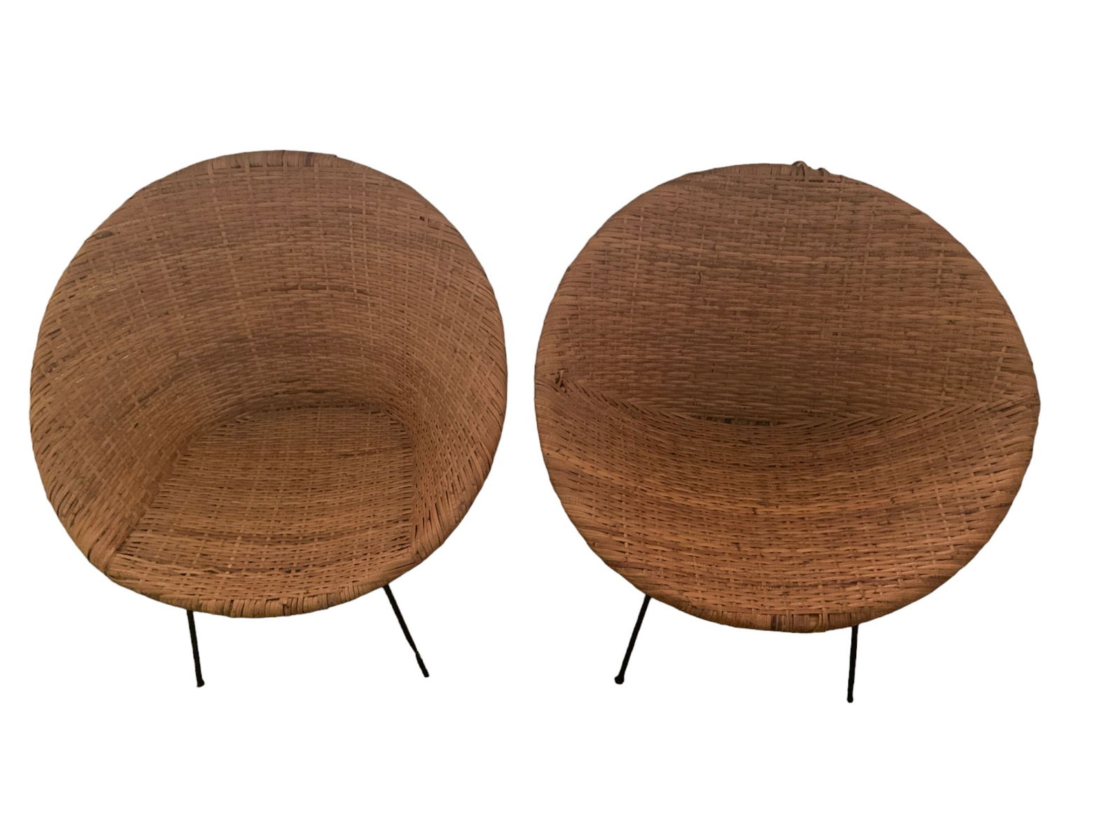 PAIR OF MCM RATTAN BASKET/ HOOP CHAIRS (1 of 11)