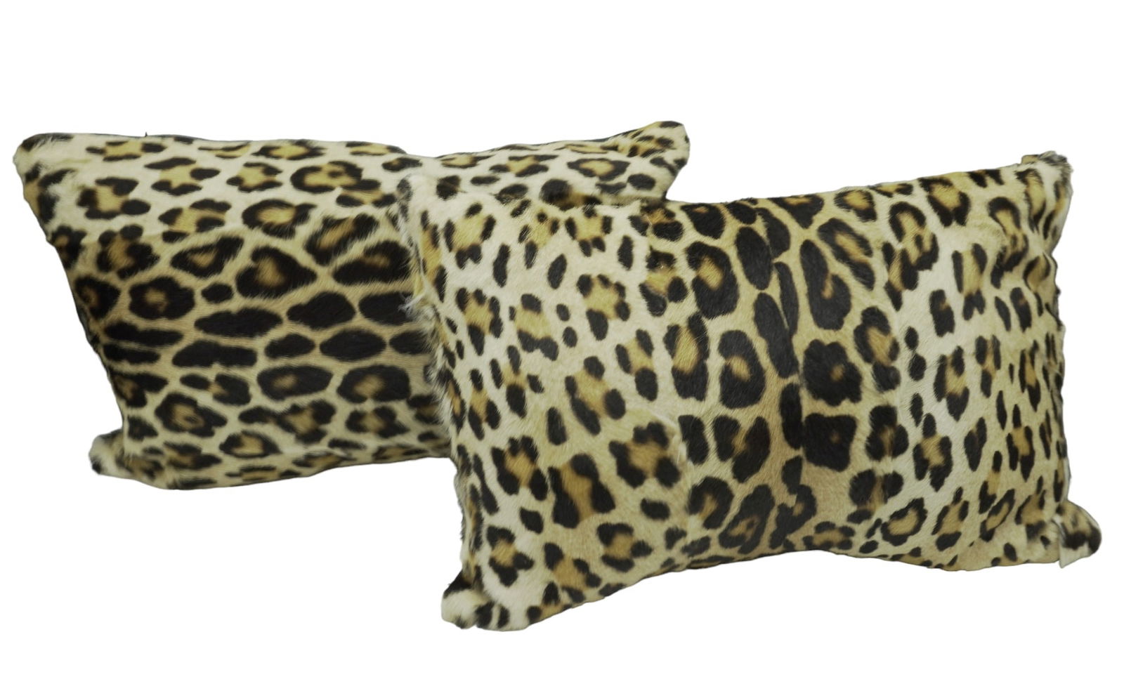 PAIR OF CUSTOM TAILORED FUR & VELVET LEOPARD LUMBAR PILLOWS (1 of 11)