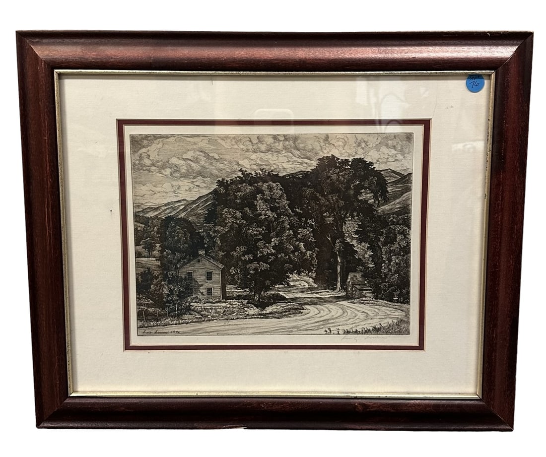 LUIGI LUCIONI 1946 ETCHING ROUTE 7 VERMONT (1 of 4)