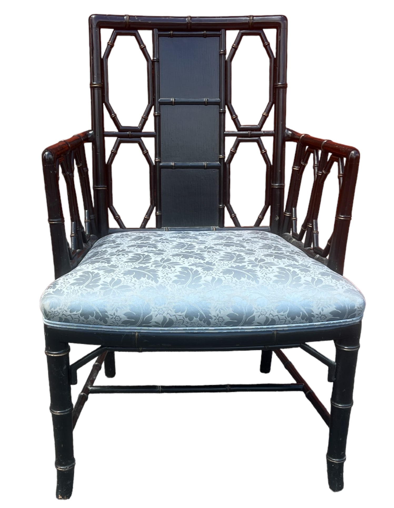 VINTAGE CHINESE CHIPPENDALE BLACK LACQUER CHAIR (1 of 10)
