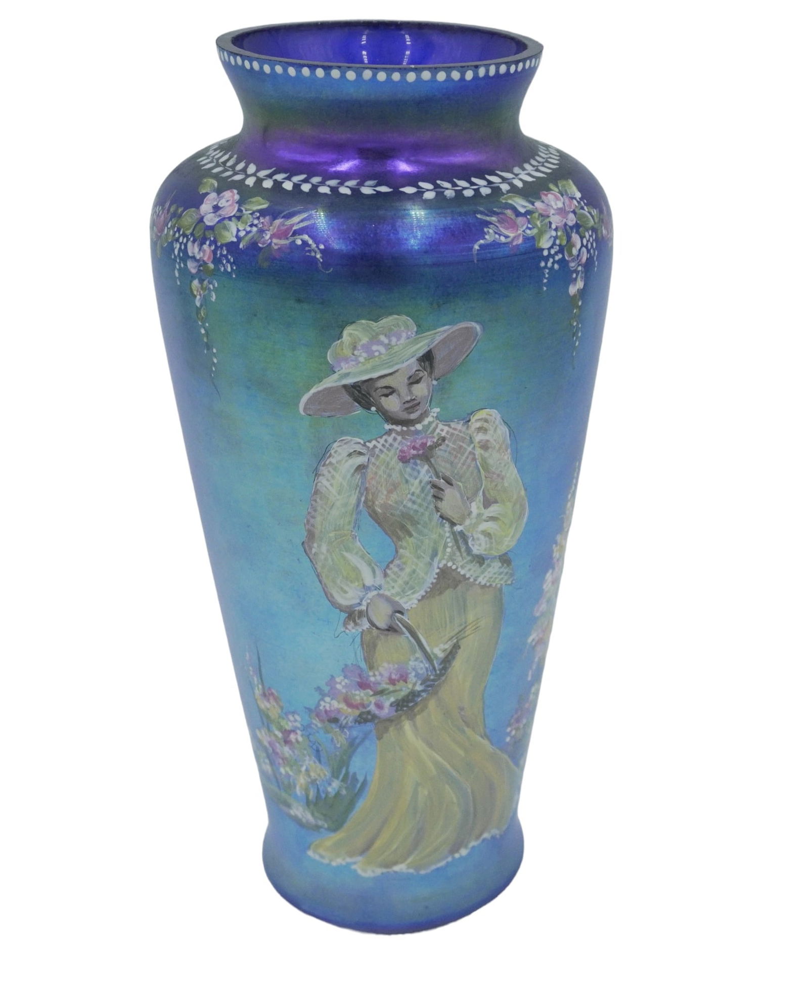 RARE FENTON FAVRENE HAND PAINTED VASE (1 of 5)