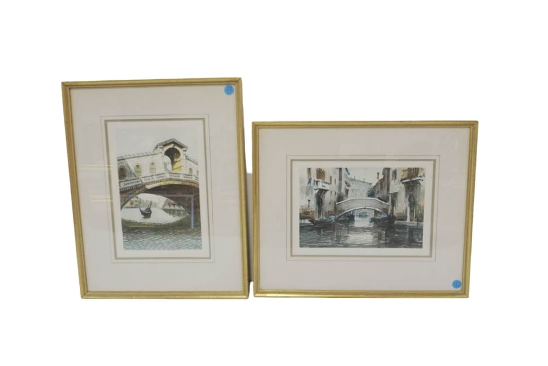 PAIR ORIGINAL VENETIAN WATERCOLORS L. RIZZI (1 of 4)