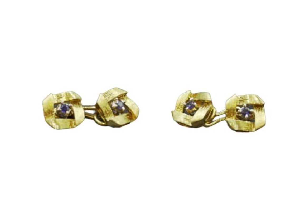 18k GOLD SAPPHIRE CUFFLINKS (1 of 2)
