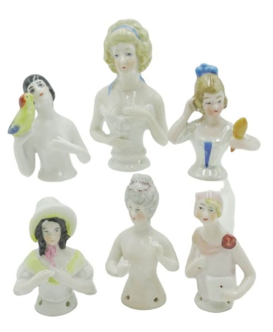 6 ART DECO PORCELAIN HALF DOLLS (1 of 7)