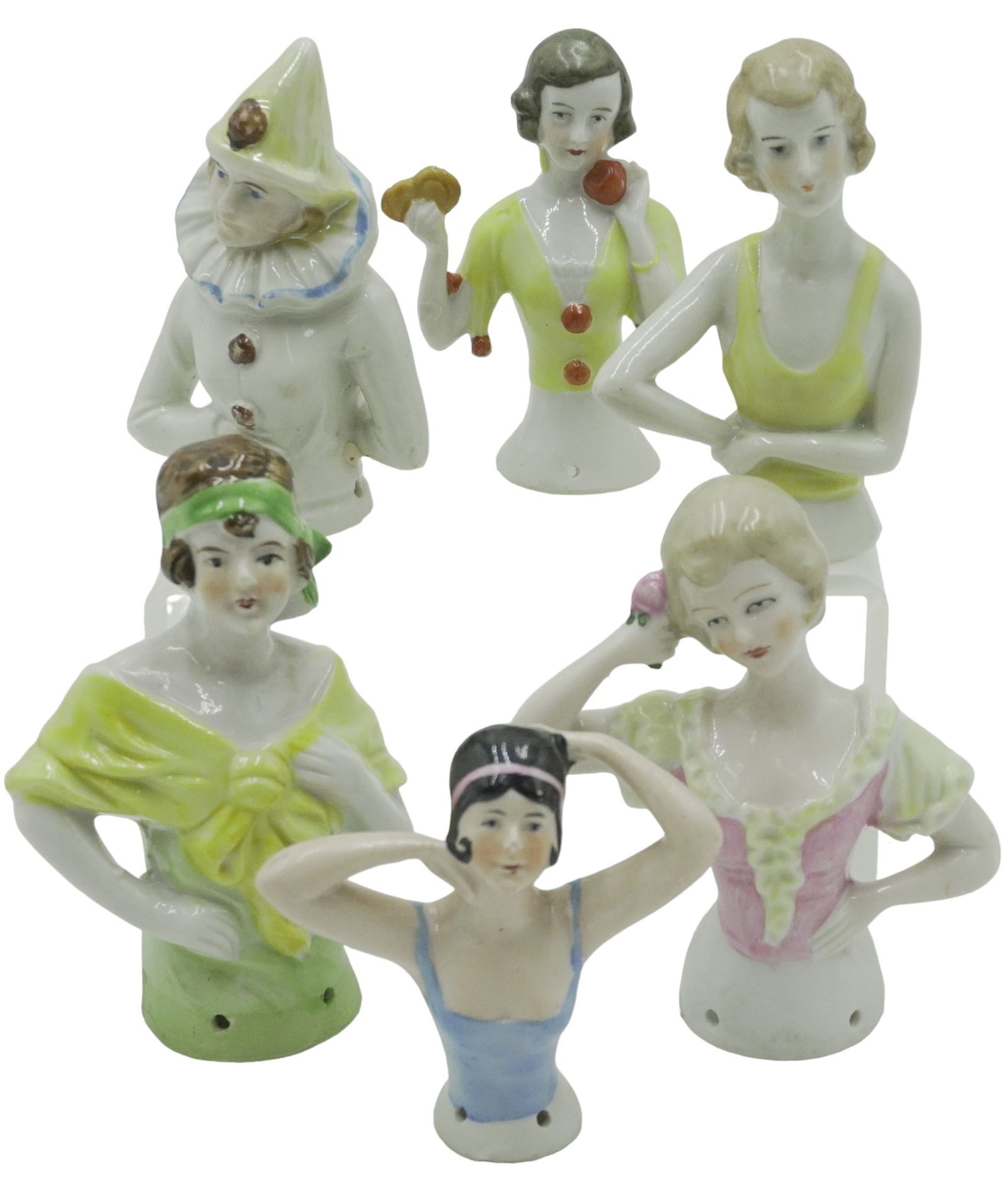 6 ART DECO PORCELAIN HALF DOLLS (1 of 6)