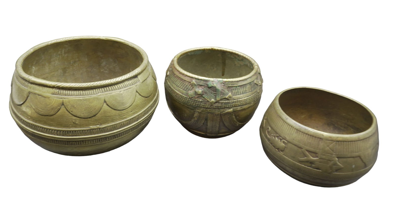3 ASHANTI AFRICAN SOLID BRONZE BOWLS (1 of 9)