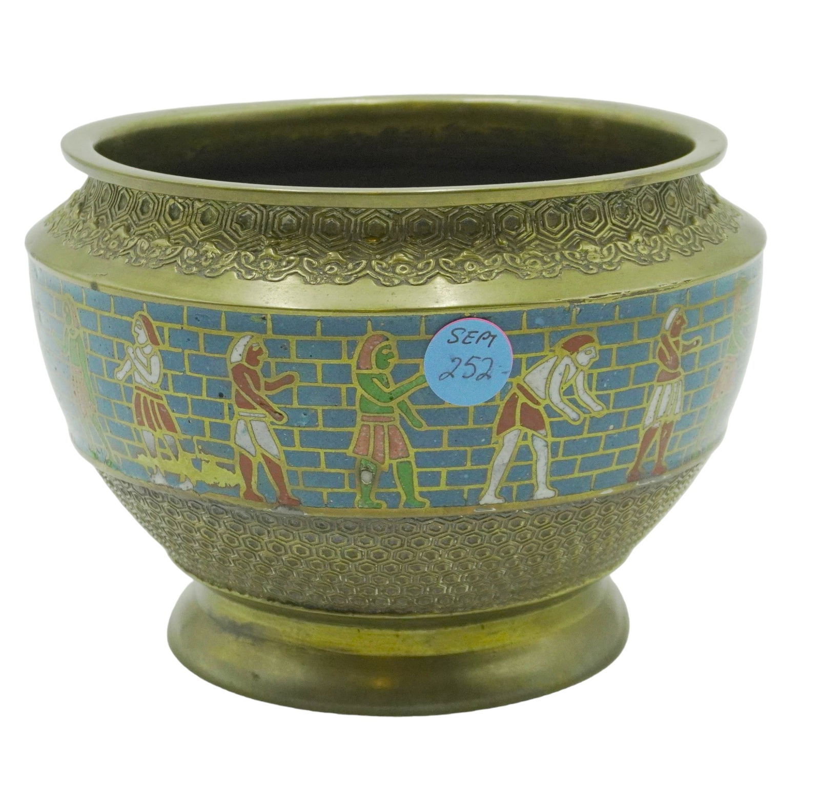 VINTAGE EGYPTIAN BRASS & ENAMEL BOWL (1 of 6)