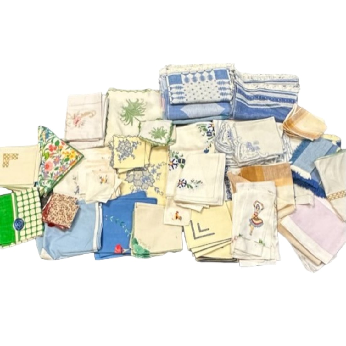 LARGE BOX OF ASSORTED VINTAGE TABLE LINENS (1 of 14)