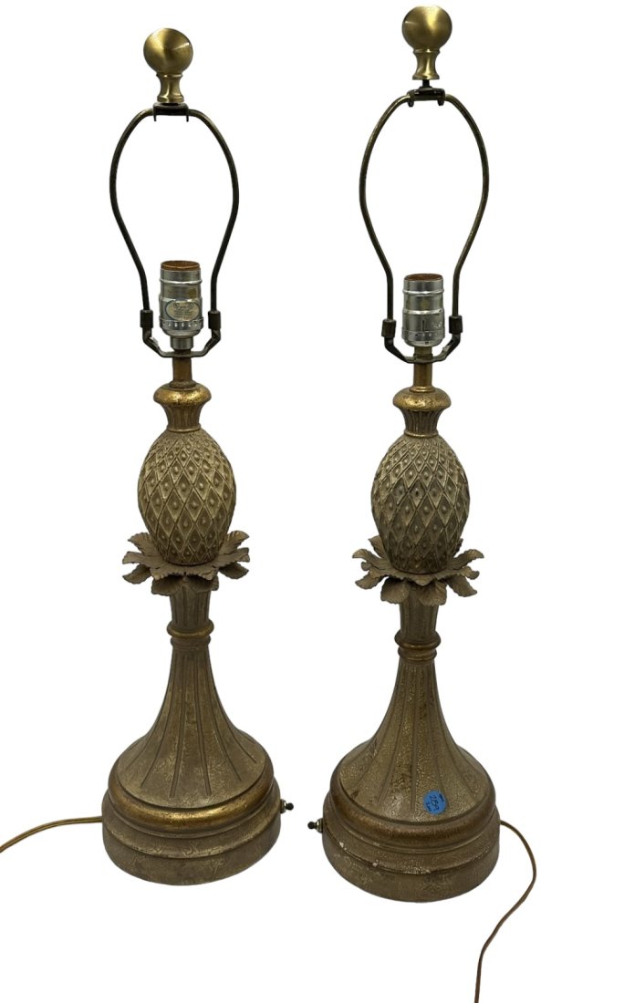 PAIR ORIENT EXPRESS PINEAPPLE LAMPS (1 of 7)