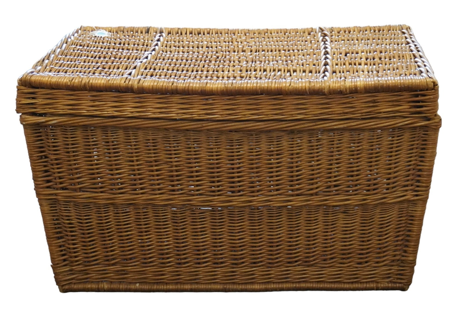 VINTAGE RATTAN TRUNK: Vintage Rattan Trunk. 29"x18"x18". PROVENANCE: The Historic Clelia Peronneau McGowan House, St. Michael's Alley, Charleston SC