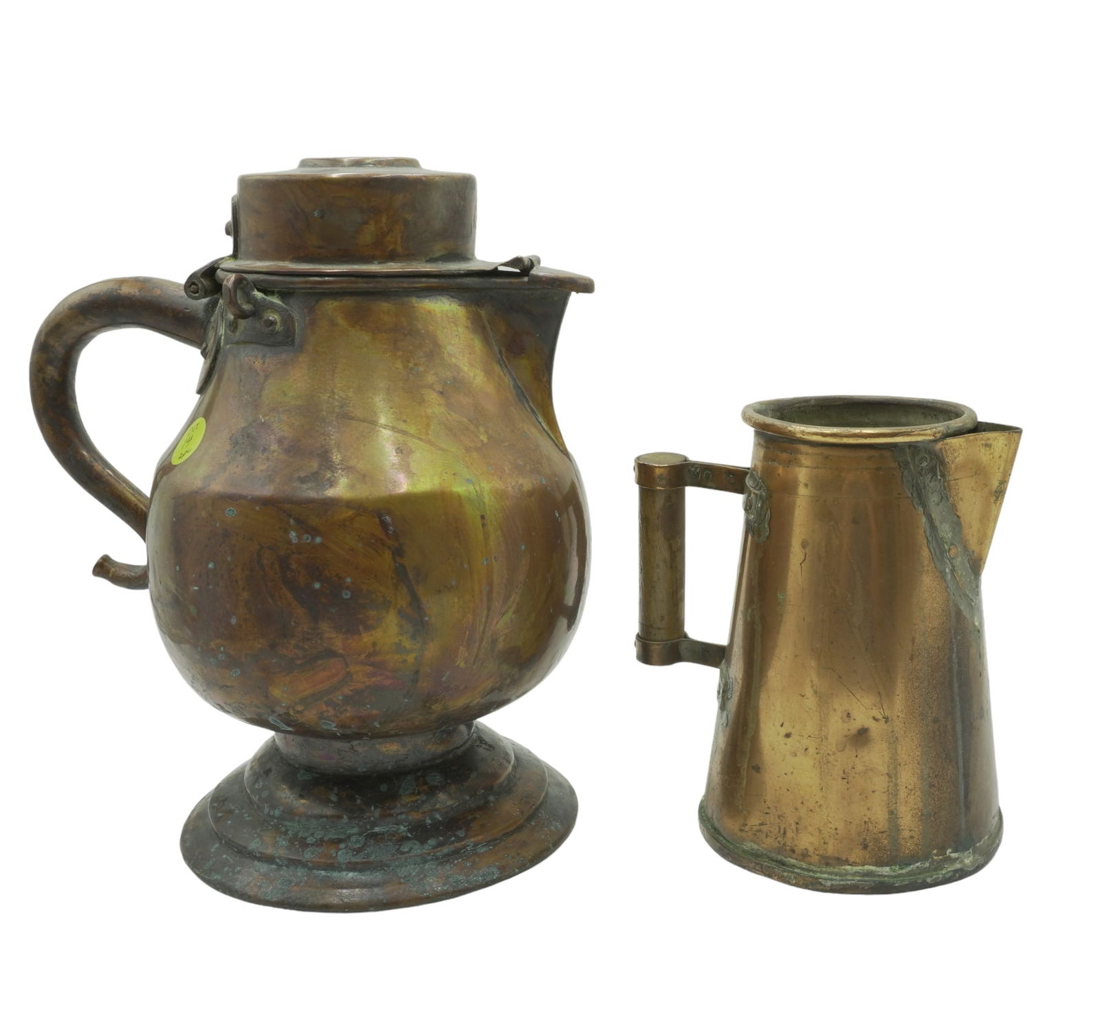 2 LARGE ANTIQUE COPPER COFFEE POTS (1 of 8)