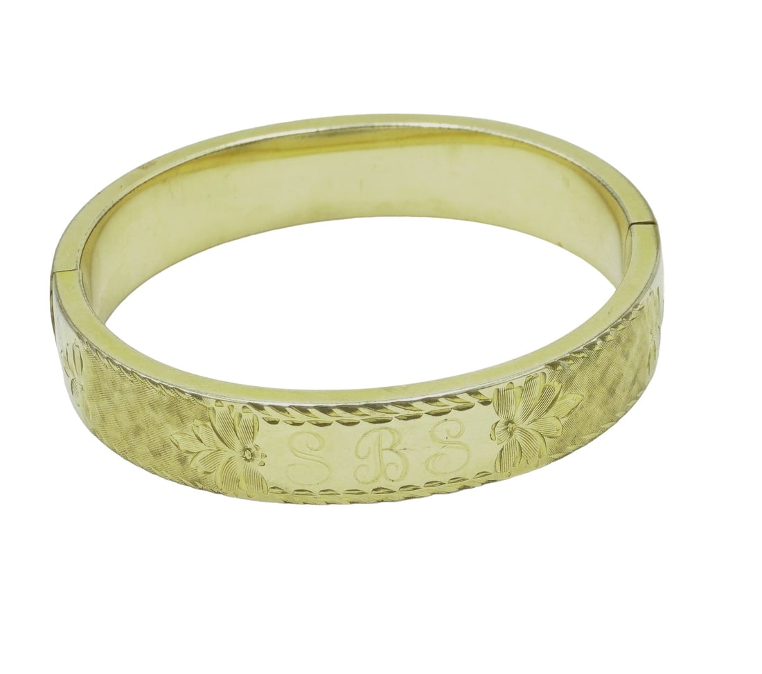 VINTAGE 1940s 12K GF BANGLE BRACELET (1 of 9)